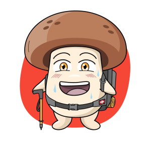Mini mushroom growers hiker mushroom character