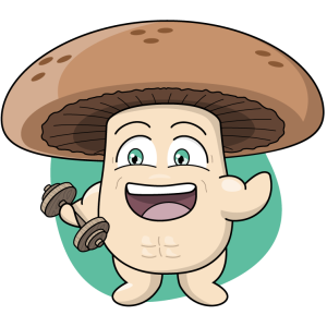Mini mushroom growers body builder mushroom character