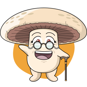Mini mushroom growers old mushroom character